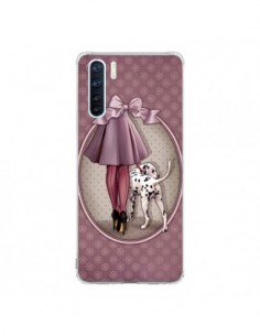 Coque Oppo Reno3 / A91 Lady Chien Dog Dalmatien Robe Pois...