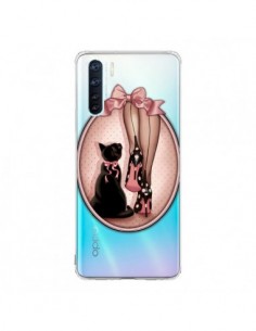 Coque Oppo Reno3 / A91 Lady Chat Noeud Papillon Pois...