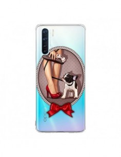 Coque Oppo Reno3 / A91 Lady Jambes Chien Bulldog Dog Pois...