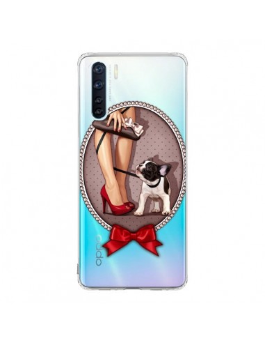 Coque Oppo Reno3 / A91 Lady Jambes Chien Bulldog Dog Pois Noeud Papillon Transparente - Maryline Cazenave