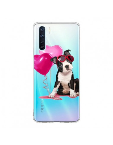 Coque Oppo Reno3 / A91 Chien Dog Ballon Lunettes Coeur Rose Transparente - Maryline Cazenave