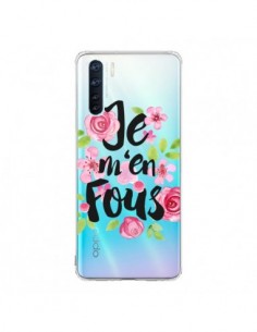 Coque Oppo Reno3 / A91 Je M'en Fous Fleurs Transparente -...