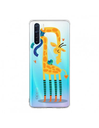 Coque Oppo Reno3 / A91 L'oiseau et la Girafe Amour Love Transparente - Maria Jose Da Luz