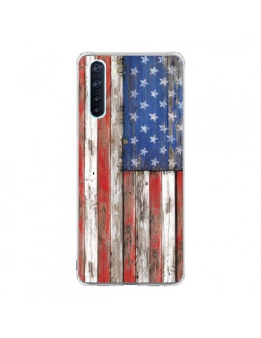 Coque Oppo Reno3 / A91 Drapeau USA Vintage Bois Wood - Maximilian San