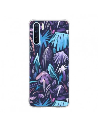 Coque Oppo Reno3 / A91 Brushstrokes Tropical Palms Navy - Ninola Design