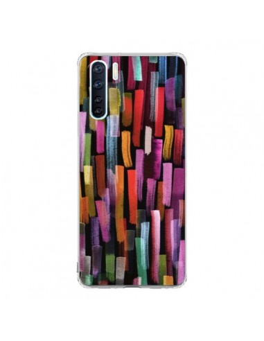 Coque Oppo Reno3 / A91 Colorful Brushstrokes Black - Ninola Design