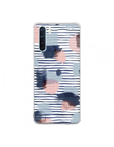 Coque Oppo Reno3 / A91 Watercolor Stains Stripes Navy - Ninola Design