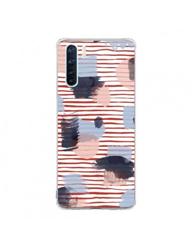 Coque Oppo Reno3 / A91 Watercolor Stains Stripes Red - Ninola Design