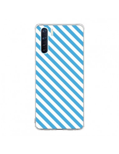 Coque Oppo Reno3 / A91 Bonbon Candy Bleue et Blanche Rayée - Nico