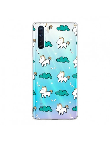 Coque Oppo Reno3 / A91 Licorne et Nuages Transparente - Nico