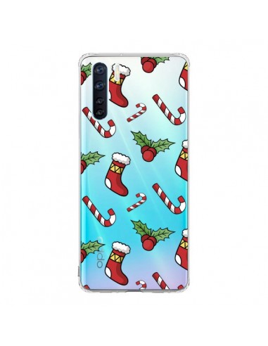 Coque Oppo Reno3 / A91 Chaussette Sucre d'Orge Houx de Noël transparente - Nico