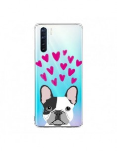 Coque Oppo Reno3 / A91 Bulldog Français Coeurs Chien...