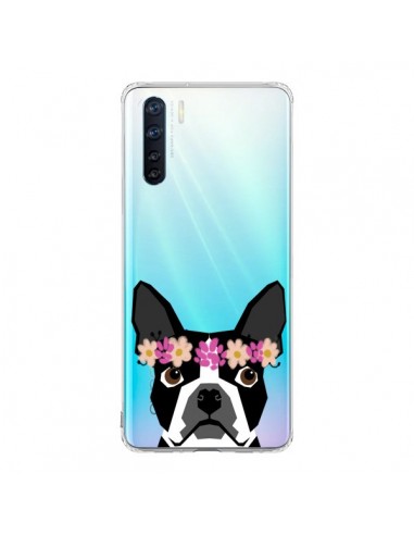 Coque Oppo Reno3 / A91 Boston Terrier Fleurs Chien Transparente - Pet Friendly