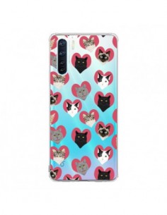 Coque Oppo Reno3 / A91 Chats Coeurs Transparente - Pet...