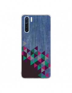 Coque Oppo Reno3 / A91 Wood Bois Azteque Triangles...