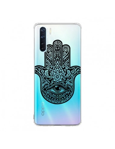 Coque Oppo Reno3 / A91 Hamsa Cinq Doigts Main Mauvais Oeil Transparente - Rachel Caldwell