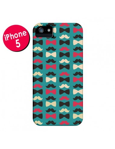 Coque Hipster Moustache Noeud Papillon pour iPhone 5 et 5S - Eleaxart