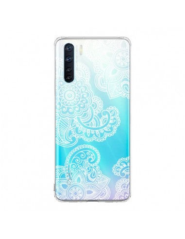 Coque Oppo Reno3 / A91 Lacey Paisley Mandala Blanc Fleur Transparente - Sylvia Cook