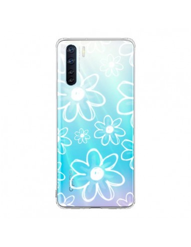 Coque Oppo Reno3 / A91 Mandala Blanc White Flower Transparente - Sylvia Cook