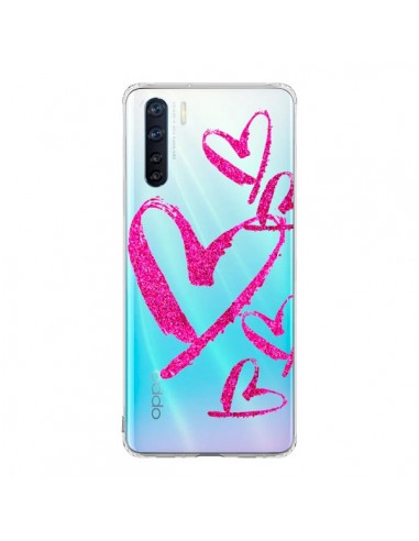 Coque Oppo Reno3 / A91 Pink Heart Coeur Rose Transparente - Sylvia Cook