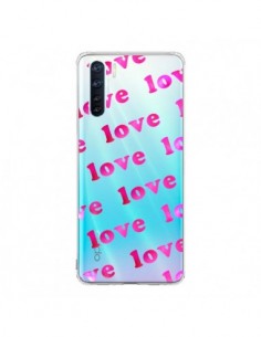 Coque Oppo Reno3 / A91 Pink Love Rose Transparente -...