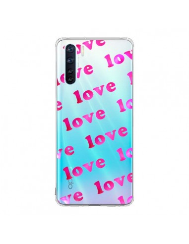 Coque Oppo Reno3 / A91 Pink Love Rose Transparente - Sylvia Cook