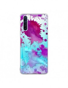 Coque Oppo Reno3 / A91 Watercolor Splash Taches Bleu...