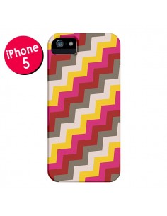 Coque Lignes Triangle Azteque Rose Rouge pour iPhone 5 et 5S - Eleaxart