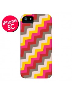 Coque Lignes Triangle Azteque Rose Rouge pour iPhone 5C - Eleaxart