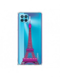 Coque Oppo Reno4 Lite Tour Eiffel Rose Paris Transparente...
