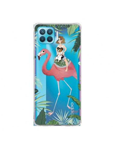 Coque Oppo Reno4 Lite Lolo Love Flamant Rose Chien Transparente - Chapo