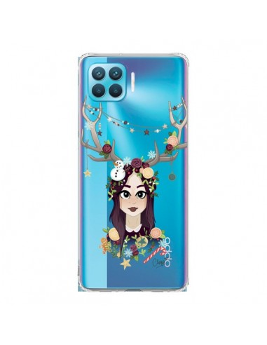 Coque Oppo Reno4 Lite Christmas Girl Femme Noel Bois Cerf Transparente - Chapo