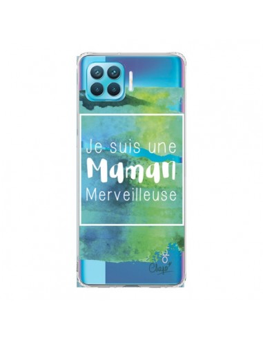 Coque Oppo Reno4 Lite Je suis une Maman Merveilleuse Bleu Vert Transparente - Chapo