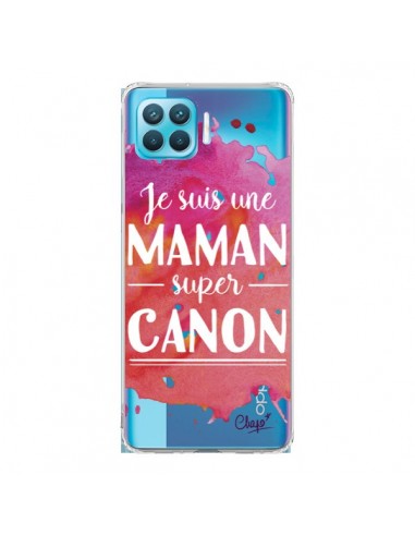 Coque Oppo Reno4 Lite Je suis une Maman super Canon Rose Transparente - Chapo