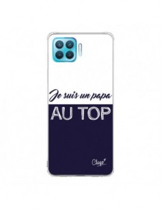 Coque Oppo Reno4 Lite Je suis un Papa au Top Bleu Marine...