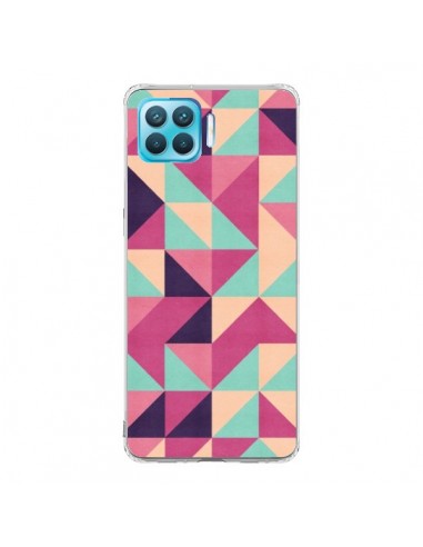 Coque Oppo Reno4 Lite Azteque Triangle Rose Vert - Eleaxart