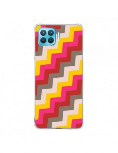 Coque Oppo Reno4 Lite Lignes Triangle Azteque Rose Rouge...