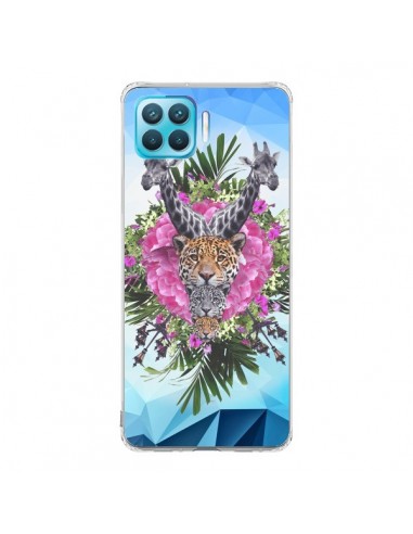 Coque Oppo Reno4 Lite Girafes Lion Tigre Jungle - Eleaxart