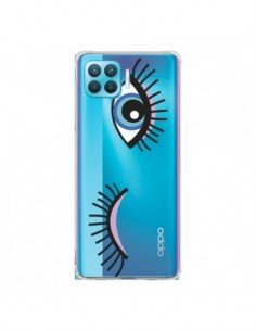 Coque Oppo Reno4 Lite Eyes Oeil Yeux Bleus Transparente -...
