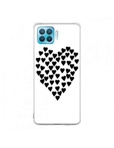 Coque Oppo Reno4 Lite Coeur en coeurs noirs - Project M