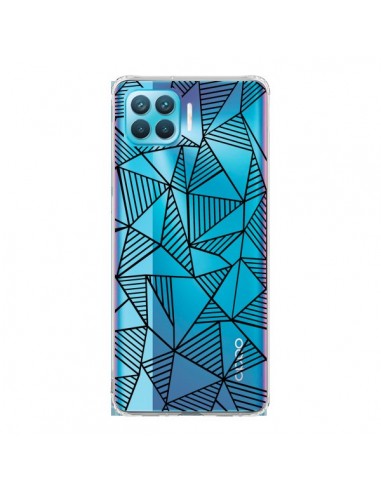 Coque Oppo Reno4 Lite Lignes Grilles Triangles Grid Abstract Noir Transparente - Project M