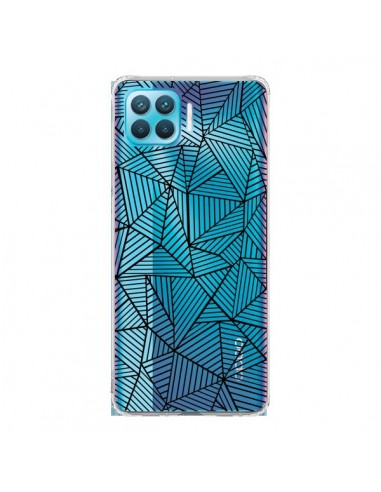 Coque Oppo Reno4 Lite Lignes Grilles Triangles Full Grid Abstract Noir Transparente - Project M