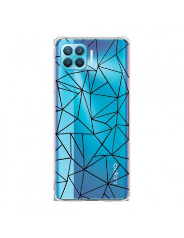 Coque Oppo Reno4 Lite Lignes Triangles Grid Abstract Noir Transparente - Project M