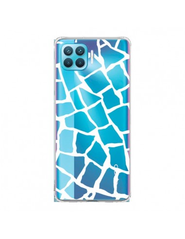 Coque Oppo Reno4 Lite Girafe Mosaïque Blanc Transparente - Project M