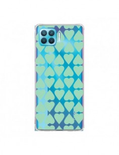 Coque Oppo Reno4 Lite Coeurs Heart Mint Bleu Vert...