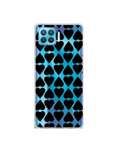 Coque Oppo Reno4 Lite Coeurs Heart Noir Transparente - Project M