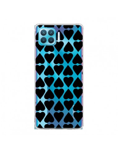 Coque Oppo Reno4 Lite Coeurs Heart Noir Transparente - Project M