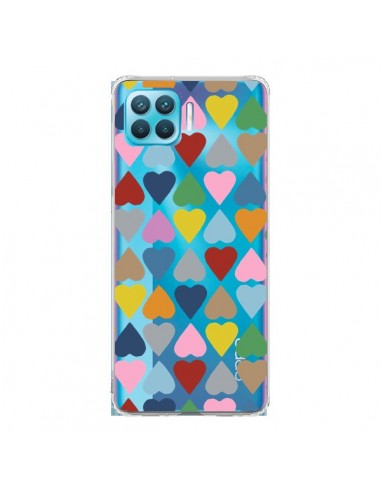 Coque Oppo Reno4 Lite Coeurs Heart Couleur Transparente - Project M