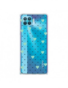 Coque Oppo Reno4 Lite Point Coeur Mint Bleu Vert Pin...
