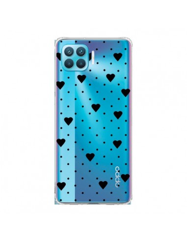 Coque Oppo Reno4 Lite Point Coeur Noir Pin Point Heart Transparente - Project M